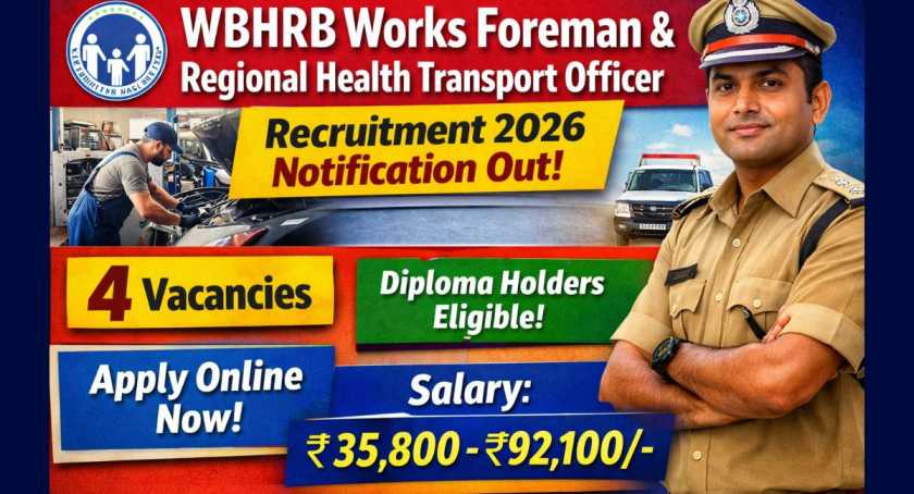 WBHRB Works Foreman & Regional Health Transport Officer Recruitment