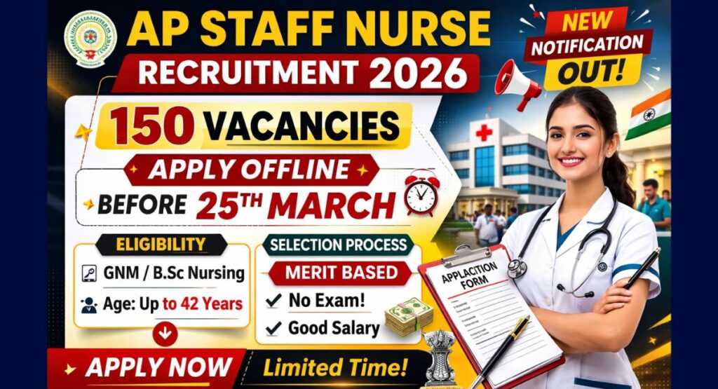 AP Staff Nurse Recruitment Notification 2026 Out: 150 Vacancies, Apply Offline Before 25 March