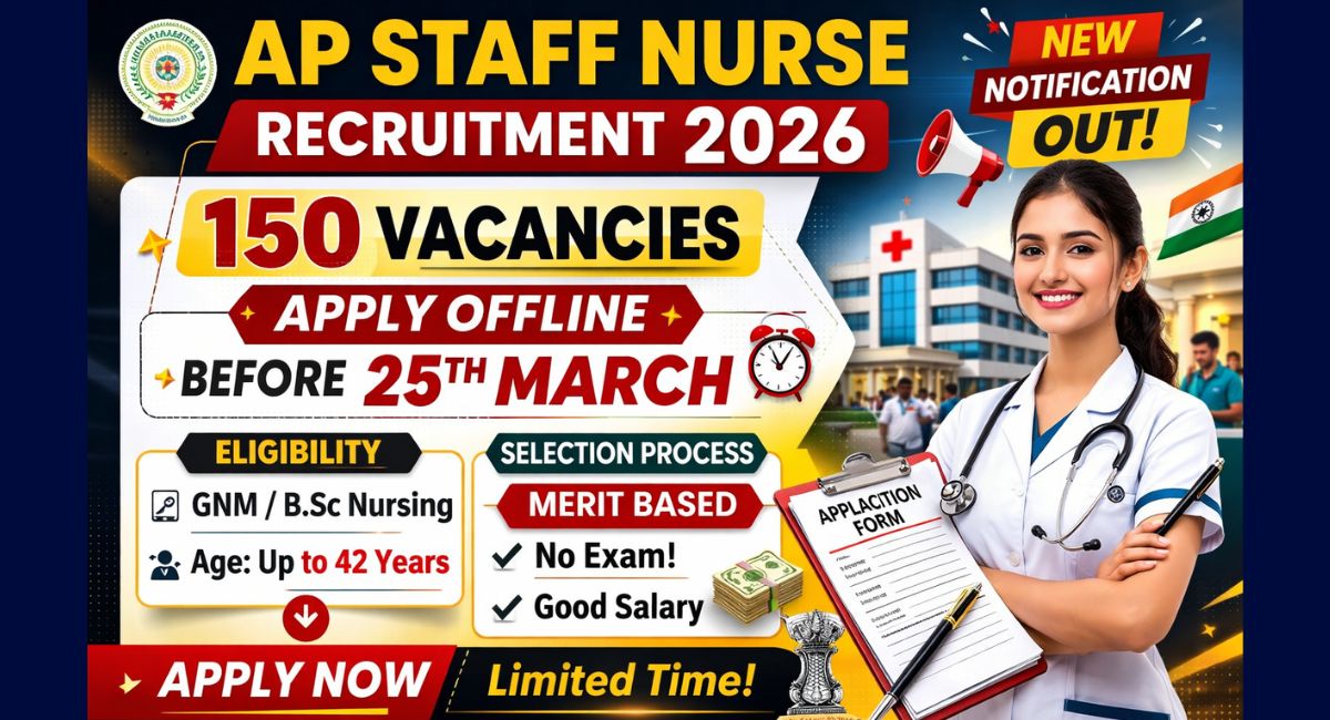 AP Staff Nurse Recruitment Notification 2026 Out: 150 Vacancies, Apply Offline Before 25 March