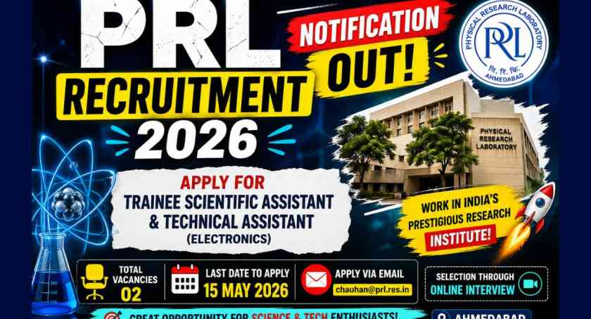 PRL Recruitment 2026 Notification
