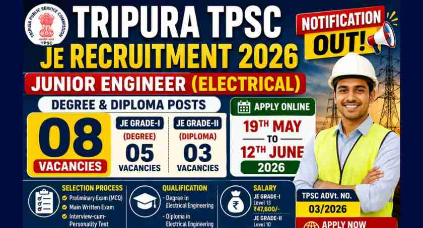 Tripura TPSC JE Recruitment 2026 Notification